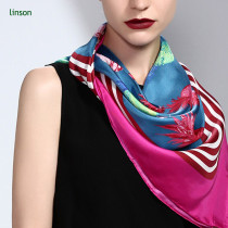 Twill oem digital custom design printing square silk scarf from china