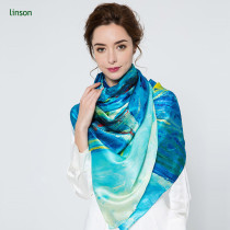 2017 news wholesale high-end customed printed ladies 120*120 square satin silk scarf