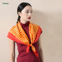 Spring high-end customed digital printing orange square satin women silk scarf