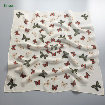 small square neck scarf with butterfly printing