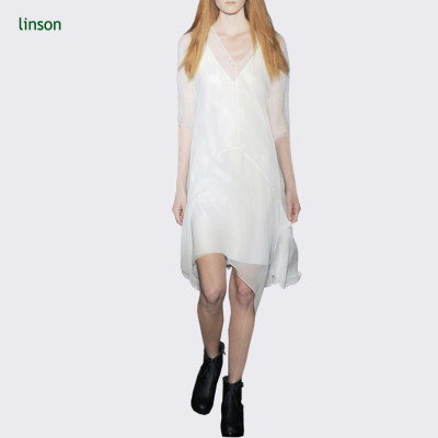 Wedding dress fabric white chiffon 100% silk