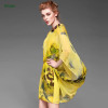 Yellow printed silk fabric for silk dress