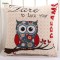 Factory Direct Sale High Quality Embroidery Owl Design Cotton Linen Throw Pillow Cushion Cover
