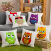 Custom Owl Design Digital Printed Cotton Linen Cushion Cover