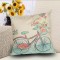 Wholesale custom cartoon hand painting bike printed pure cotton linen cushion cover