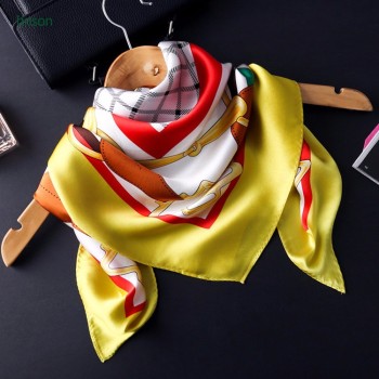 Hot sale high quality 100% silk crepe satin big square scarf