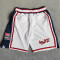 White USA Dream Team Logo Embroidery Basketball Shorts With Pockets Breathable Mesh Fabric Men Shorts