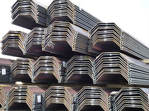 Steel sheet pile installation scene