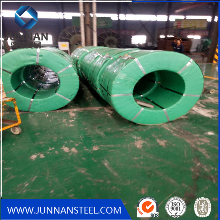 Multiple PC steel strand coils arranged in factory storage area for prestressed concrete applications