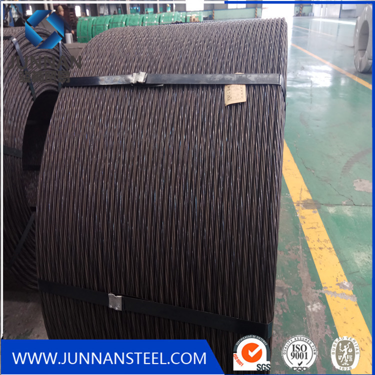 1x7 PC steel strand sample close up with retaining ring showing 7-wire structure