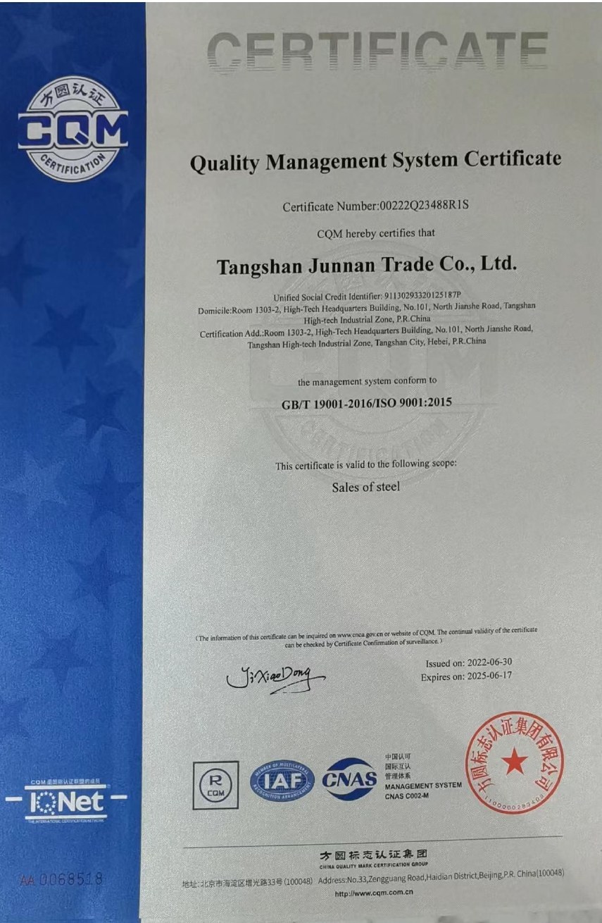 ISO 9001 certificate