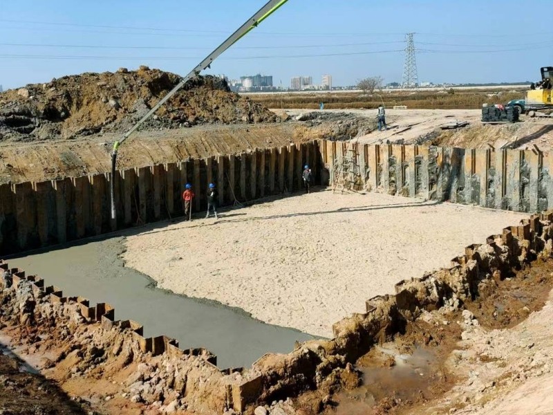 Steel sheet pile walls are constructed by driving steel sheets into a slope or excavation.