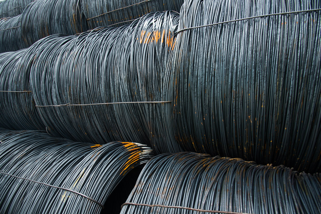 SAE grade wire rod coils at a steel mill
