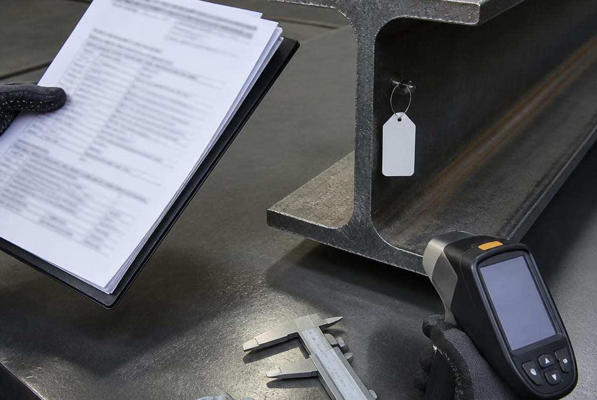 Conceptual H beam mill test certificate heat number and dimensional verification