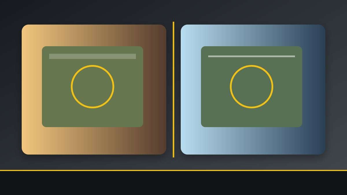 Generic coated steel samples viewed under warm and cool lighting