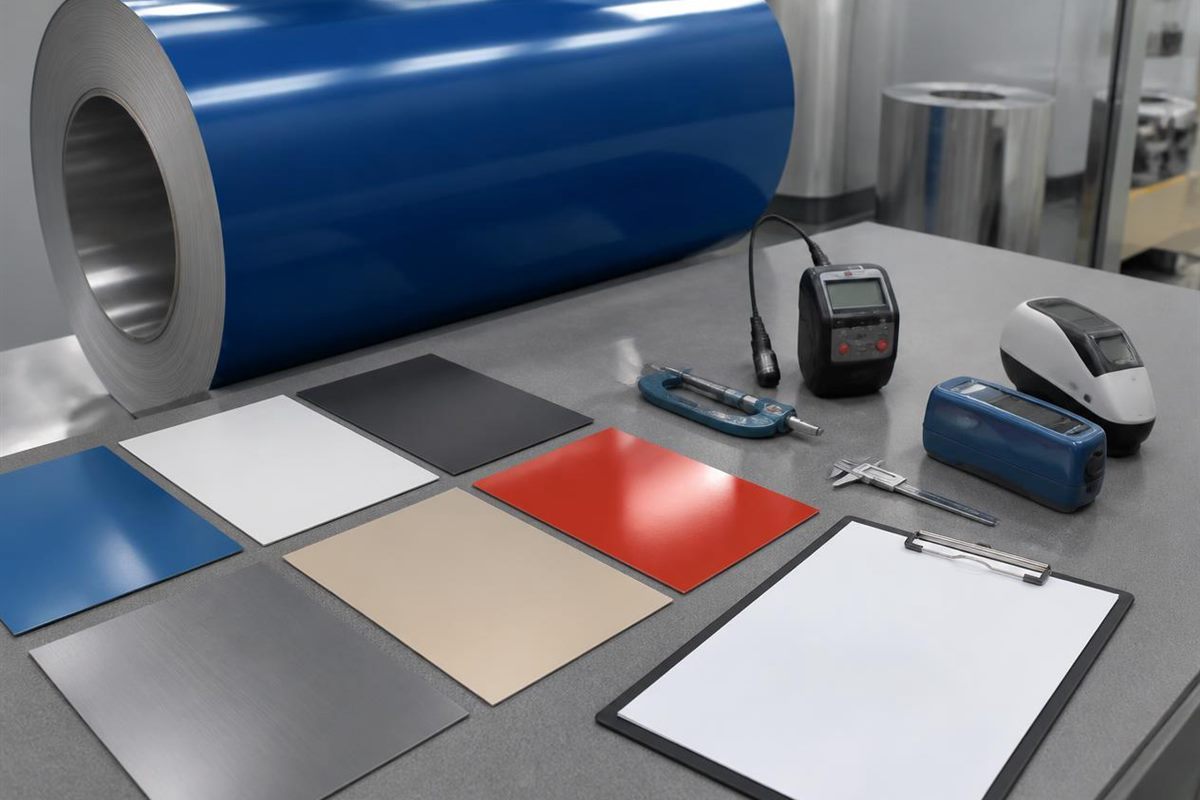 Generic laboratory setup for prepainted steel coil quality inspection before shipment