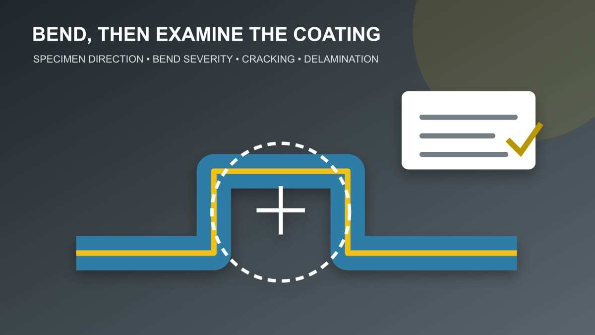 Original technical illustration of coated steel bent for a T-bend coating examination