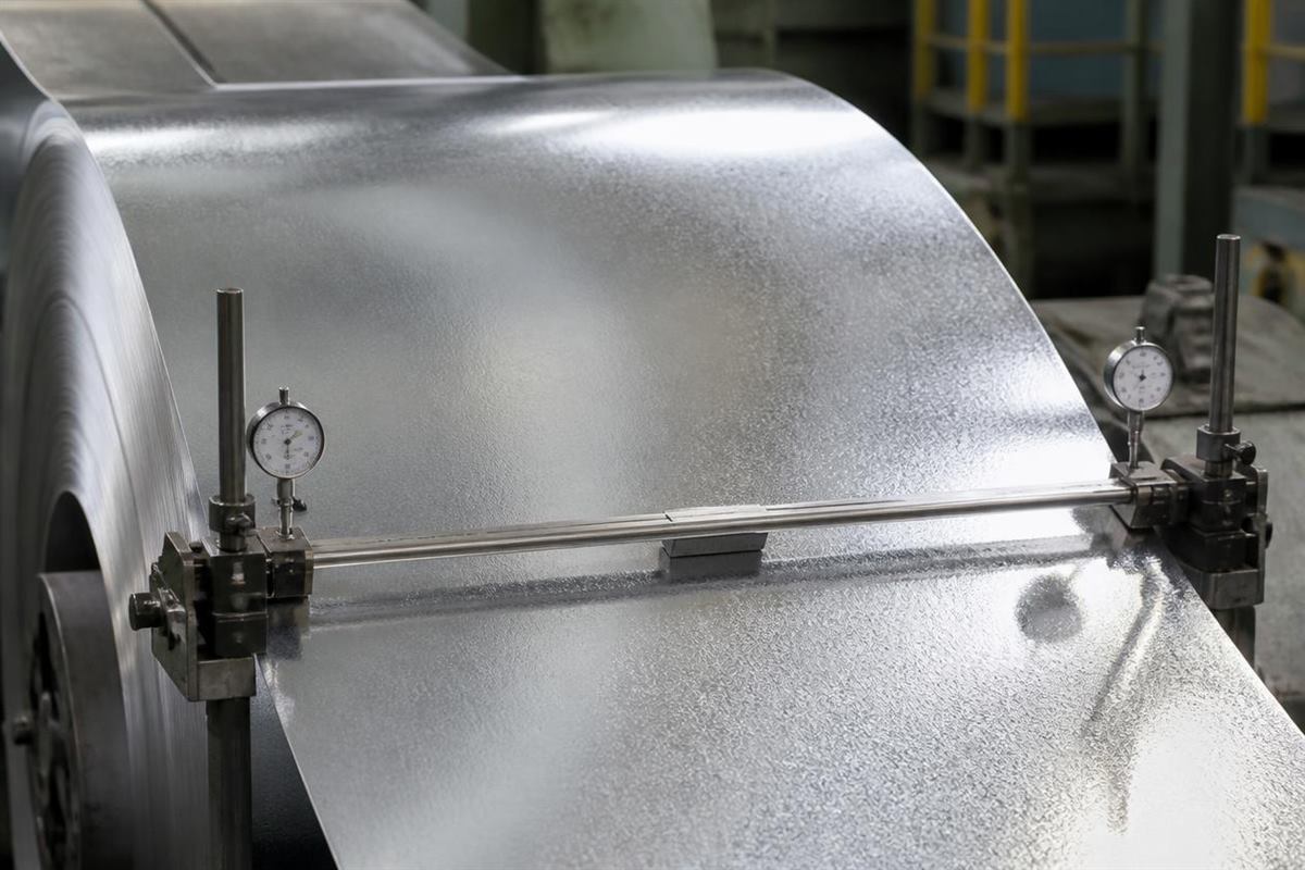 Original technical illustration of galvanized strip width measurement and two edge conditions