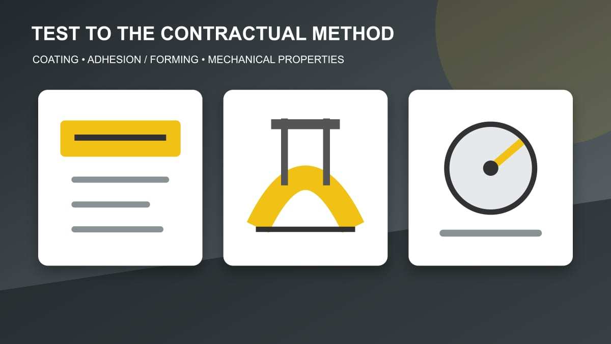 Original technical illustration for coating, bend and mechanical testing of PPGI coil
