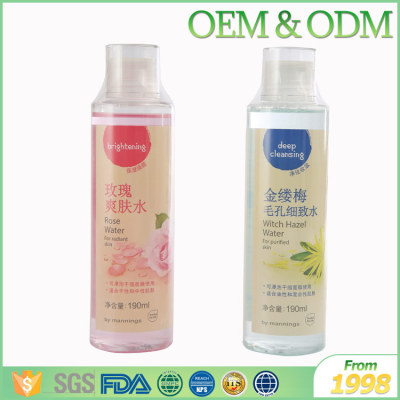 OEM hot selling brightening deep cleansing rose water for rediant skin witch hazel water for purified skin toner
