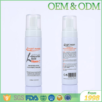Hot selling whtening Vitamin C foam face cleanser mousse 200ml best skin care cleanser