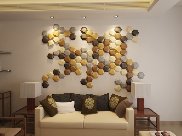 Hexgon leather wall panel fireproof interior home wall board