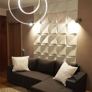 Art 3d white square Design PVC leather 3D Wall Panel
