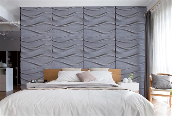 Wave design 600x600mm leather panel soft wall & ceiling covering
