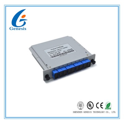 ABS Material Fiber Optic PLC Splitter 1X8 SCUPC Cassette Type Grey For WDM - PON​