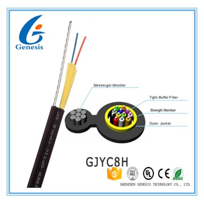 LSZH Jacket self-supporting outdoor FTTH cable 2 core fiber optic cable , drop wire cable