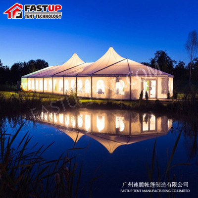 Solid Wall High Peak Mixed Marquee Tent  For New Product Show For 200 People Seater Guest