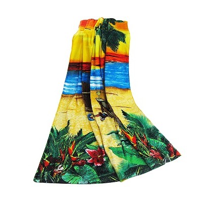 cotton printed or plain dyed beach towel with sticks sets