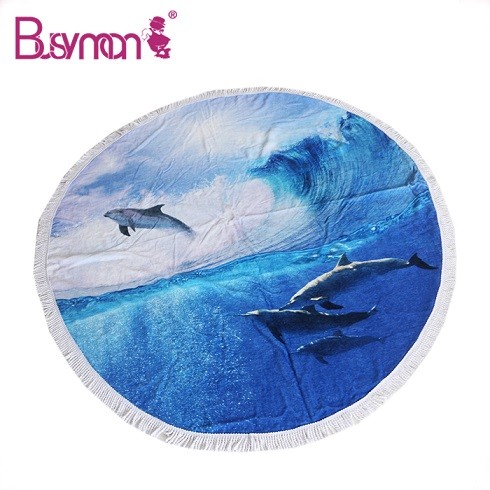 High Quality Large Thick Round Digital Printed Logo Cotton Promotional Custom Beach Towel
