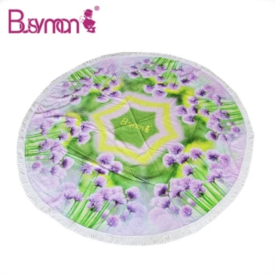High Quality Large Thick Round Digital Printed Logo Cotton Promotional Custom Beach Towel