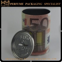 customized design round perfume tin can