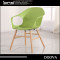 Low Price Plastic Armchair Dining Chair with Wooden Leg