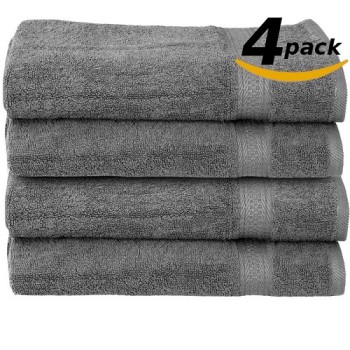 Towels Premium 100% Cotton Hand Towels, Easy Care, Ringspun Cotton for Maximum Softness and Absorbency, 4-Pack - Grey (16