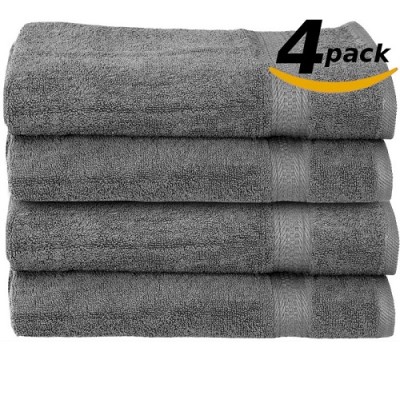 Towels Premium 100% Cotton Hand Towels, Easy Care, Ringspun Cotton for Maximum Softness and Absorbency, 4-Pack - Grey (16