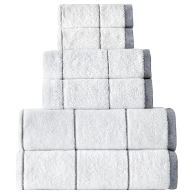 Angel Collection Ultra Soft 6 piece  Towel Set White with Gray Stripes