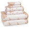 Cotton Bath Towels /Medallions in Coral /White
