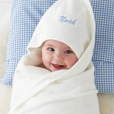 cotton embroidered baby towel with hood
