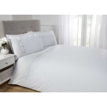 White Duvet Cover Bedding Bed Set - 100% Cotton Waffle Cuff