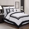 7-Piece White Black Hotel Block Comforter Set