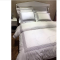 4pcs 100% Cotton sateen fabric luxury hotel bedding set white matched with silver grey fabric doona covers