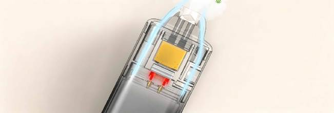 Close-up of cannabis plant terpenes preserved by precision vape airflow engineering