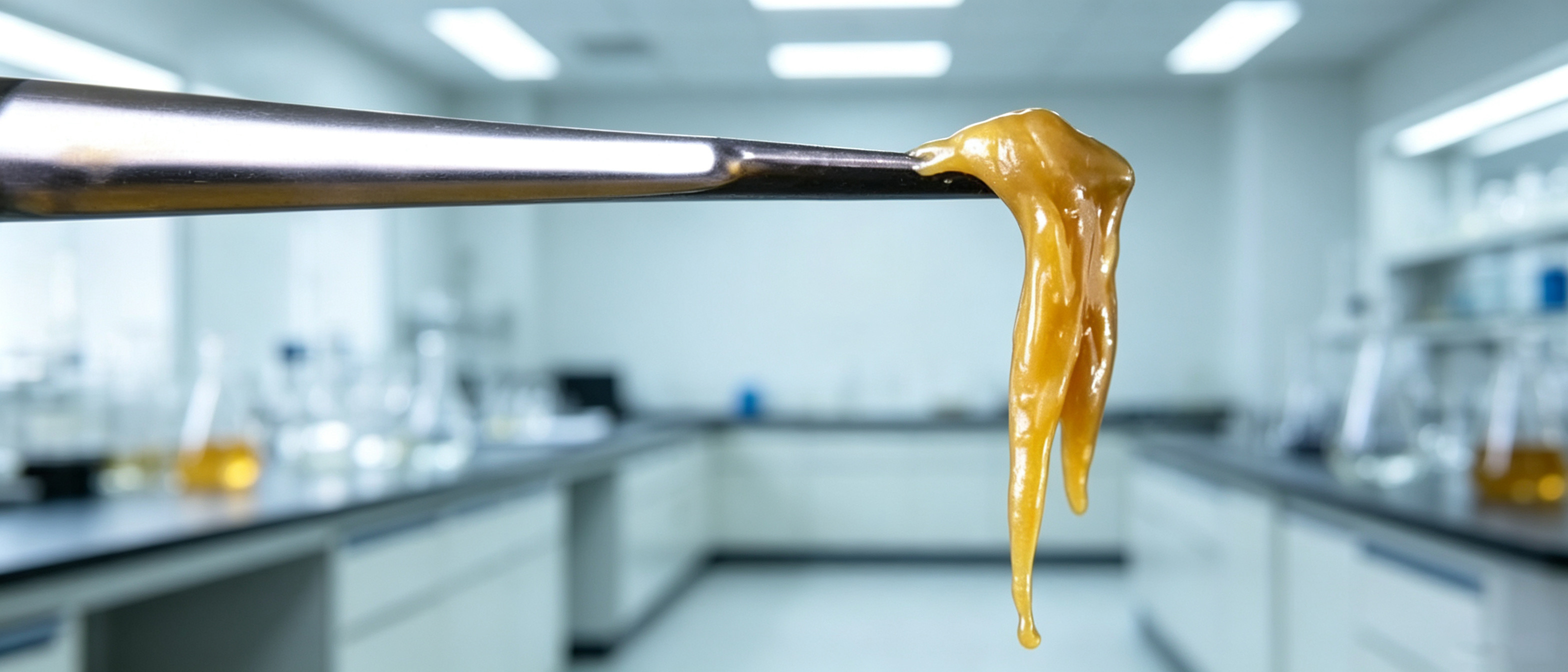 Aceite de cannabis dorado en una botella de vidrio, del color claro típico del aceite para vapear fresco.