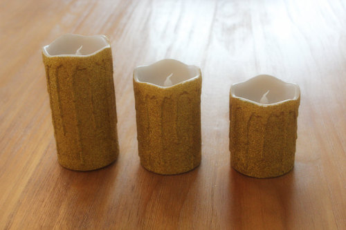 GOLD SURFACE PAINTED LED WAX CANDLE YT5