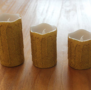 GOLD SURFACE PAINTED LED WAX CANDLE YT5