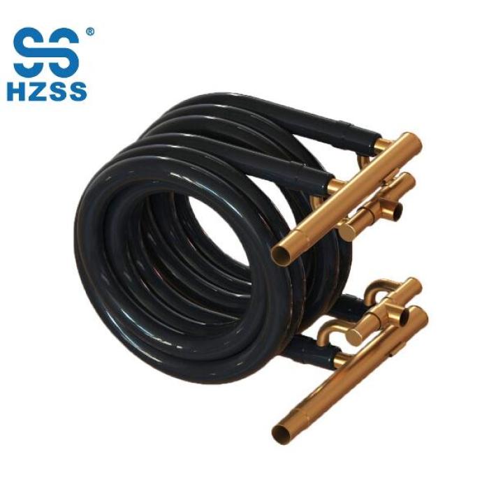 Hangzhou double systems coaxial coil stainless steel and copper pipe heat exchanger for air conditionner and evaporator
