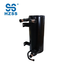 Copper tube high efficiency tank coaxial spiral heat exchanger for refrigeration heat pump system
